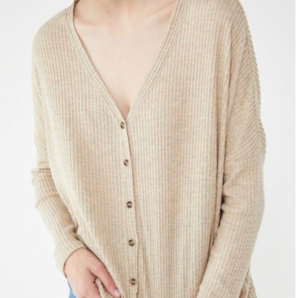 Urban Outfitters Out From Under | Beige Waffle Knit
Button Down Top